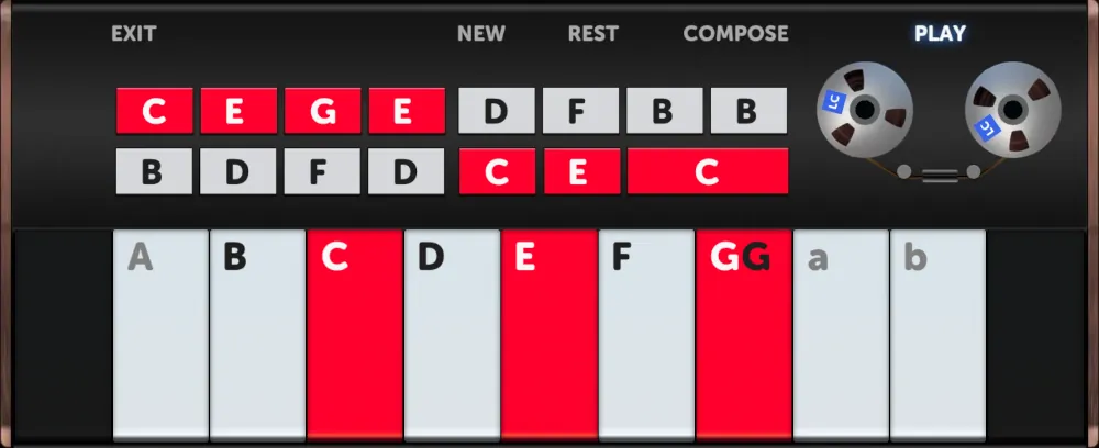 Little Composers Pre Piano app with color-coded keys.